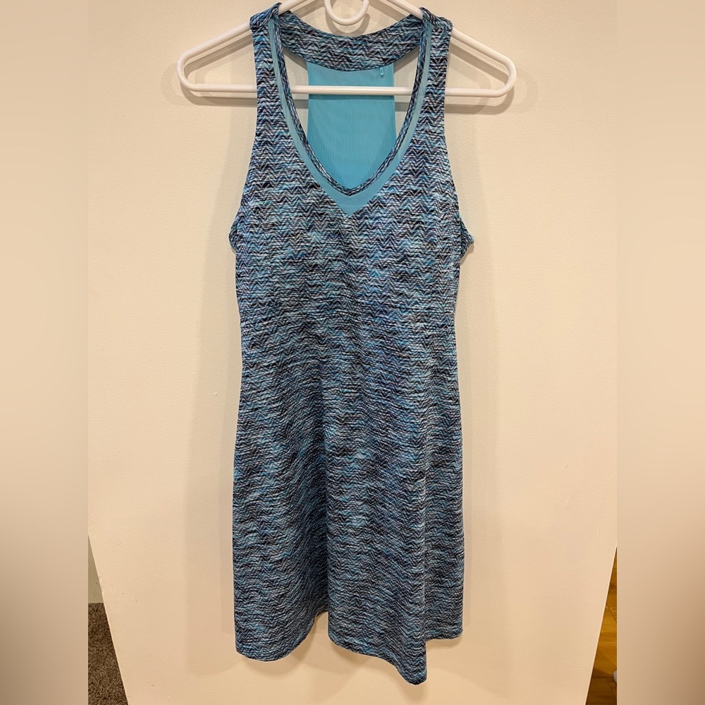 MPG Blue and gray heathered Pattern Mini Dress with pockets